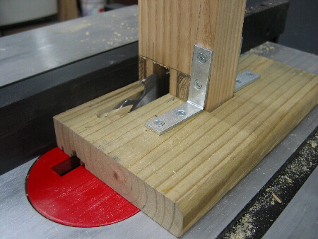 Fixture in use on table saw